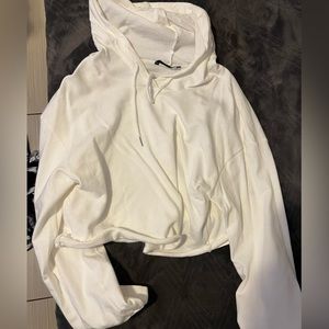 Cropped white hoodie
